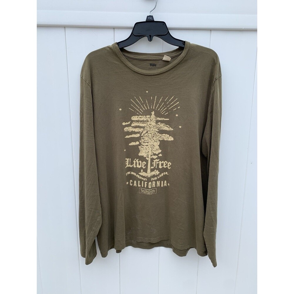 Levi's Women's California Long Sleeve T-Shirt Green Cotton Size XL